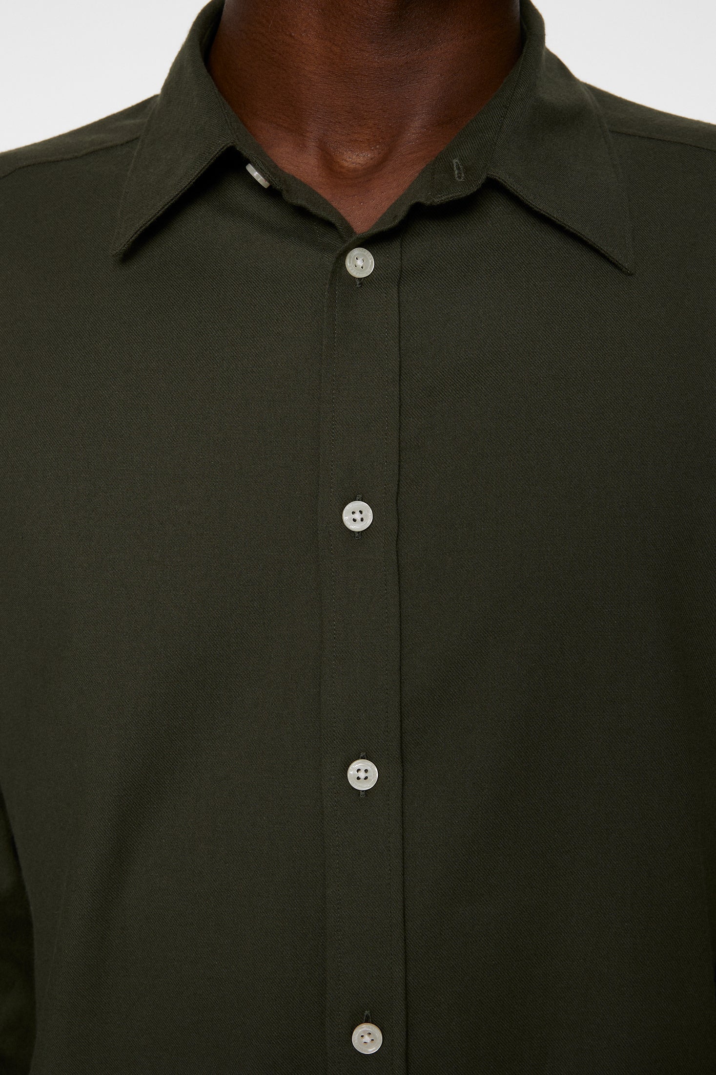 J.Lindeberg Miesten Flanellipaita, LIGHT FLANNEL SLIM SHIRT Armeijanvihreä - Image 4