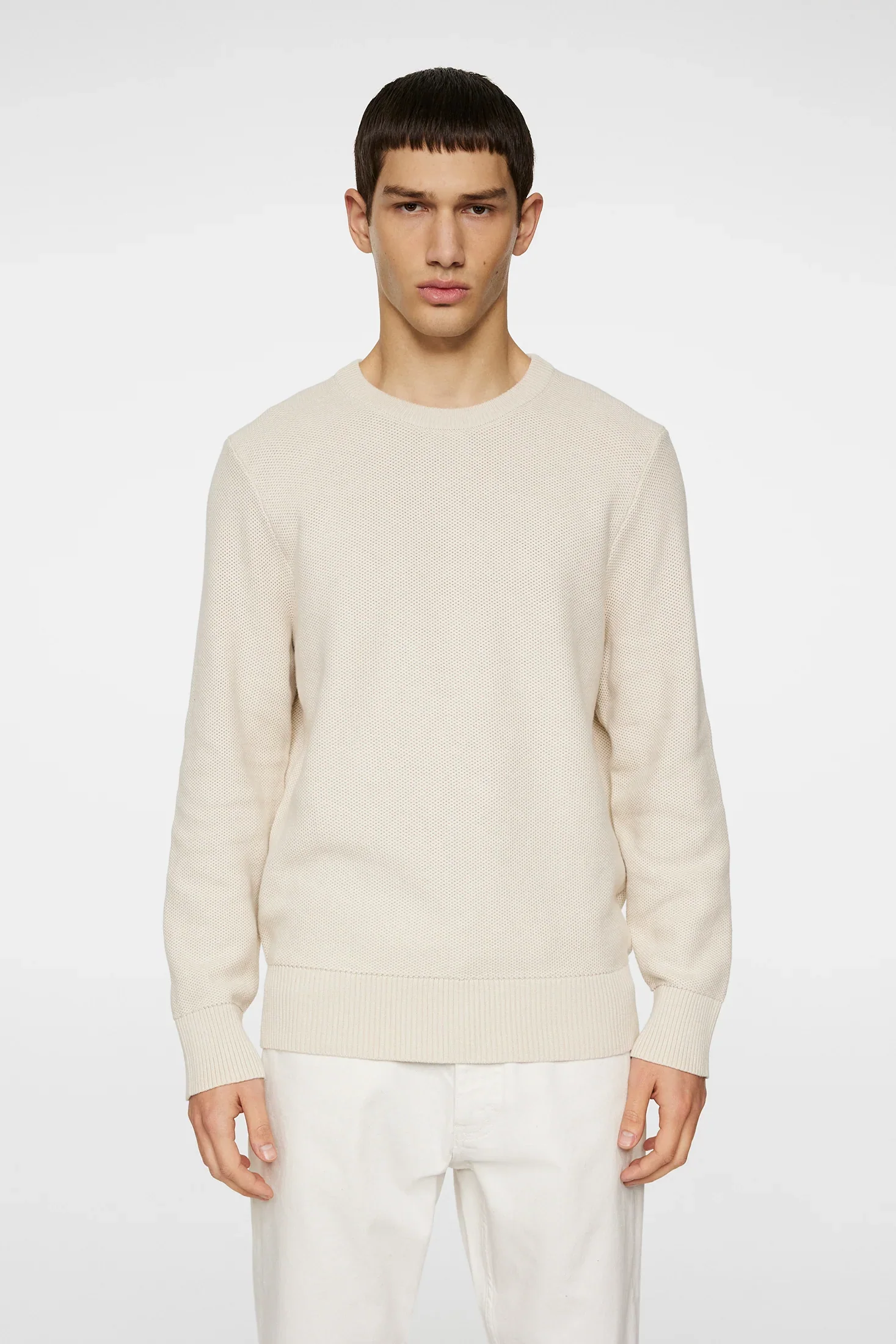 J.Lindeberg miesten neule, ARTHUR KNIT ORG COTTON Luonnonvalkoinen