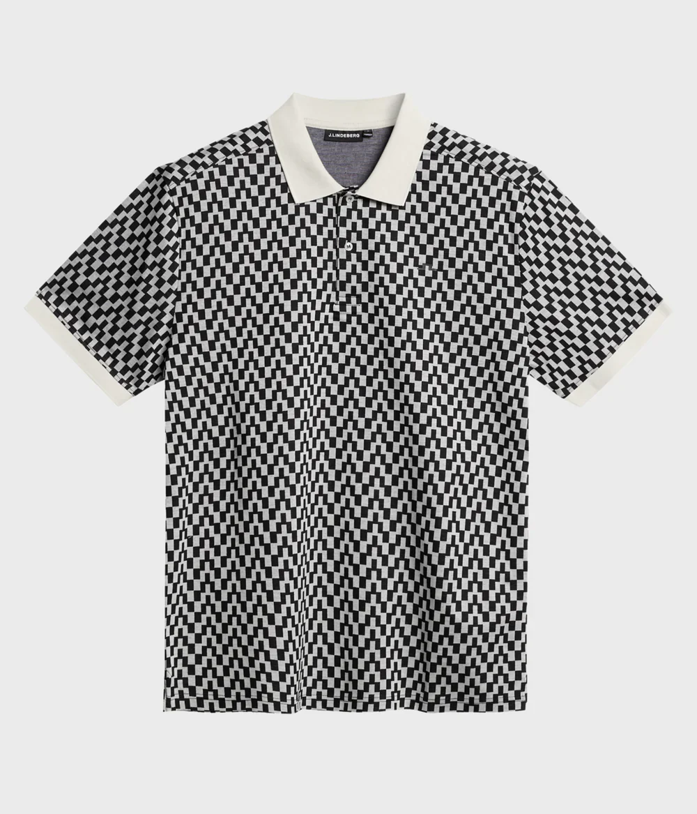 J.Lindeberg miesten pikeepaita, DEVON JACQUARD POLO Mustavalkoinen