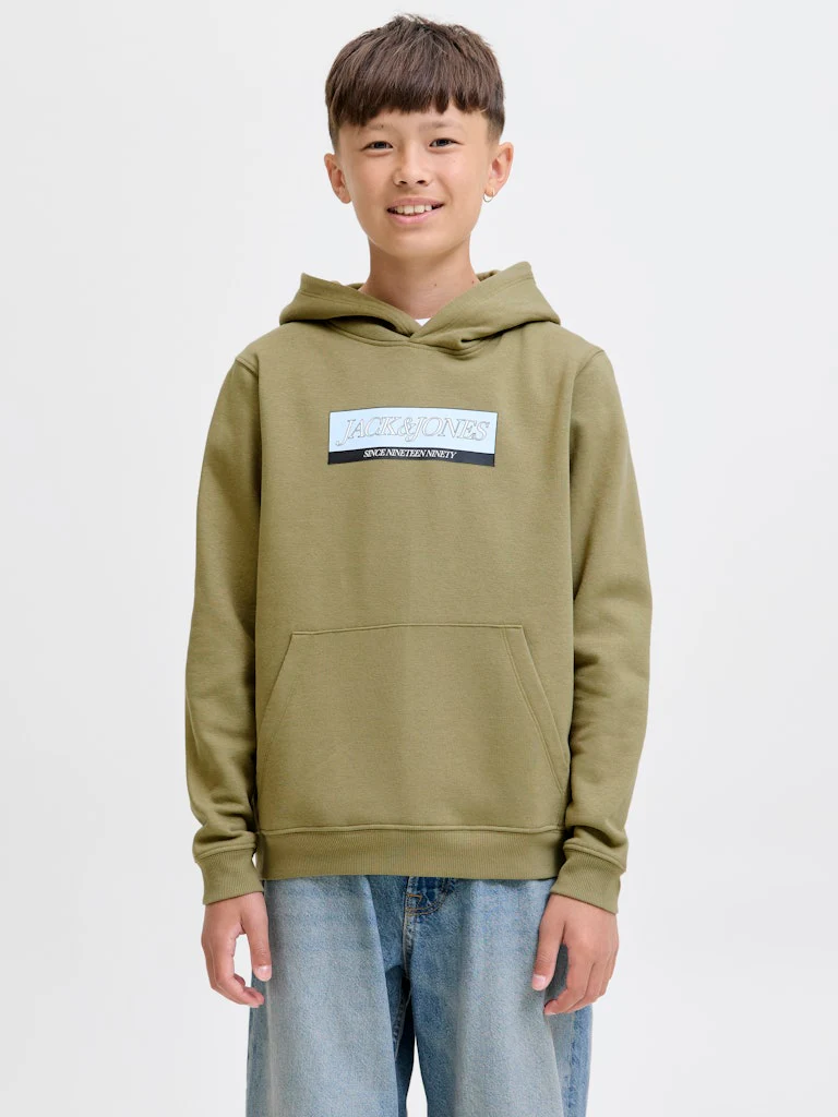 Jack and Jones junior huppari, JORINWOOD BLOCK BRANDING Tummanvihreä