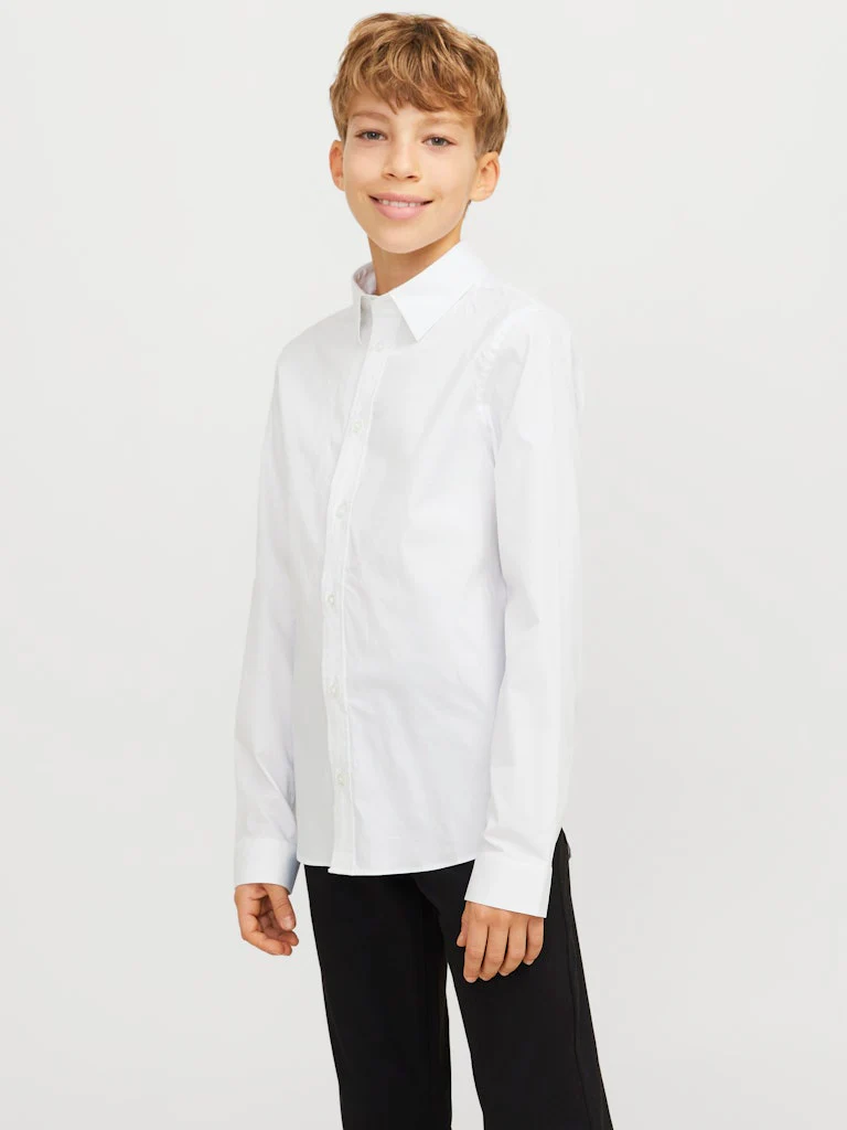 Jack and jones junior kauluspaita, JJEAXEL STRETCH SHIRT LS NOOS JNR Valkoinen