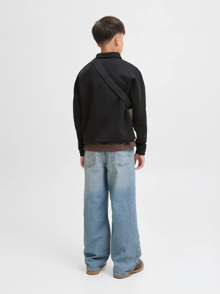 Jack and jones junior paita, JJEBRADLEY SWEAT POLO JNR Musta - Image 3