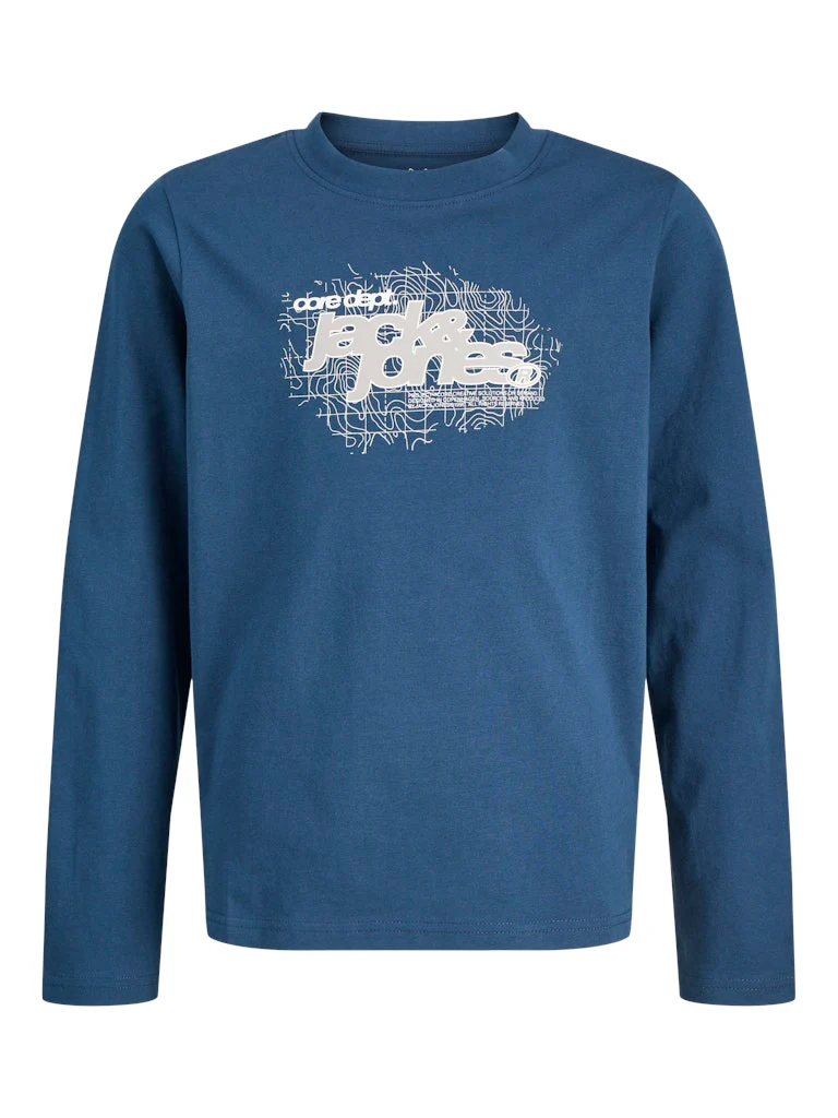 Jack and jones junior t-paita, JCOGRID BRANDING TEE LS CREW NECK JNR Petroolinsininen