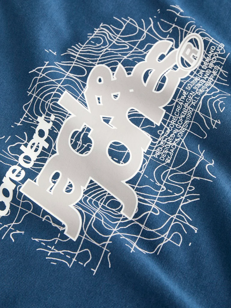 Jack and jones junior t-paita, JCOGRID BRANDING TEE LS CREW NECK JNR Petroolinsininen - Image 4