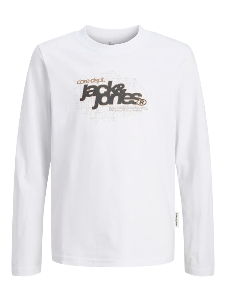 Jack and jones junior t-paita, JCOGRID BRANDING TEE LS CREW NECK JNR Valkoinen