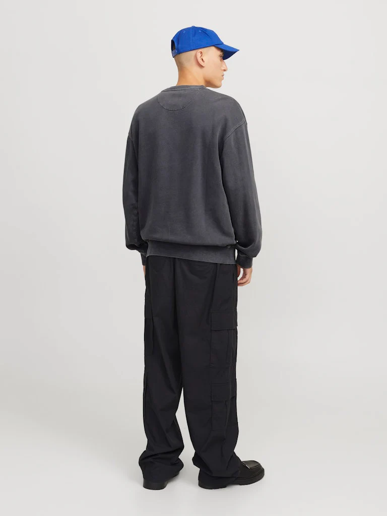 Jack and Jones miesten collegepusero, JJECHARGE FADED SWEAT CREW NECK  Castlerock - Image 2