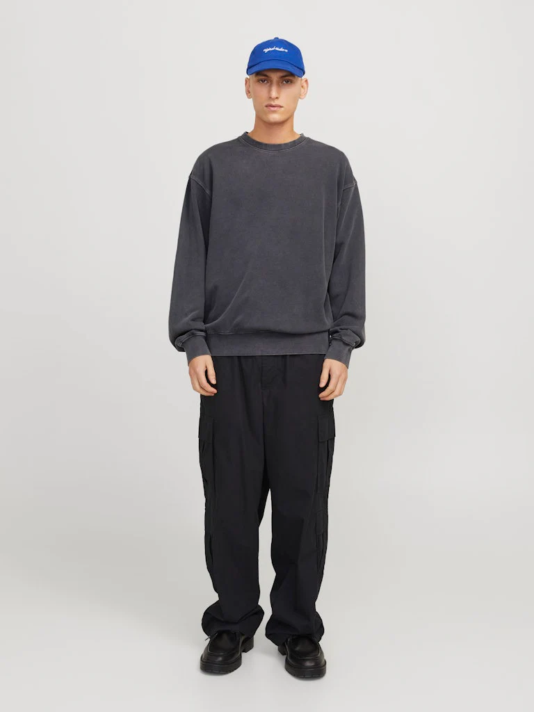 Jack and Jones miesten collegepusero, JJECHARGE FADED SWEAT CREW NECK  Castlerock - Image 4