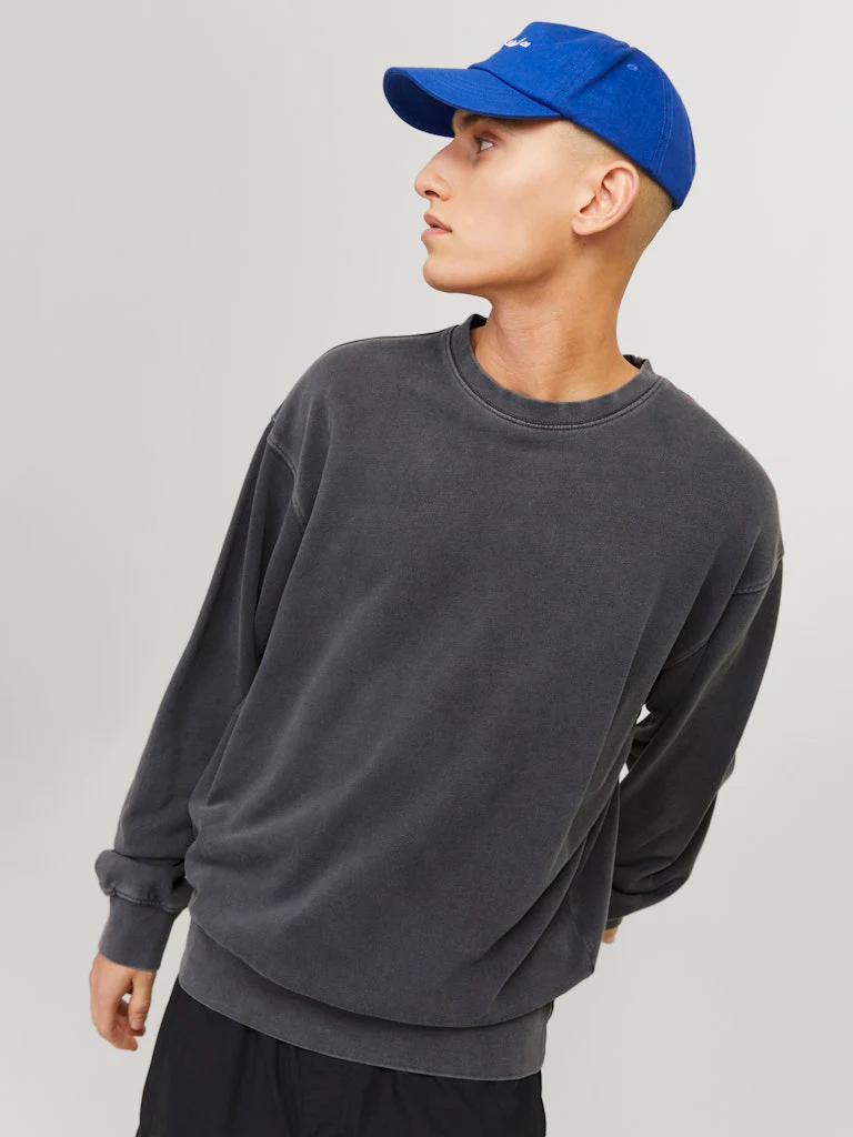 Jack and Jones miesten collegepusero, JJECHARGE FADED SWEAT CREW NECK  Castlerock - Image 5
