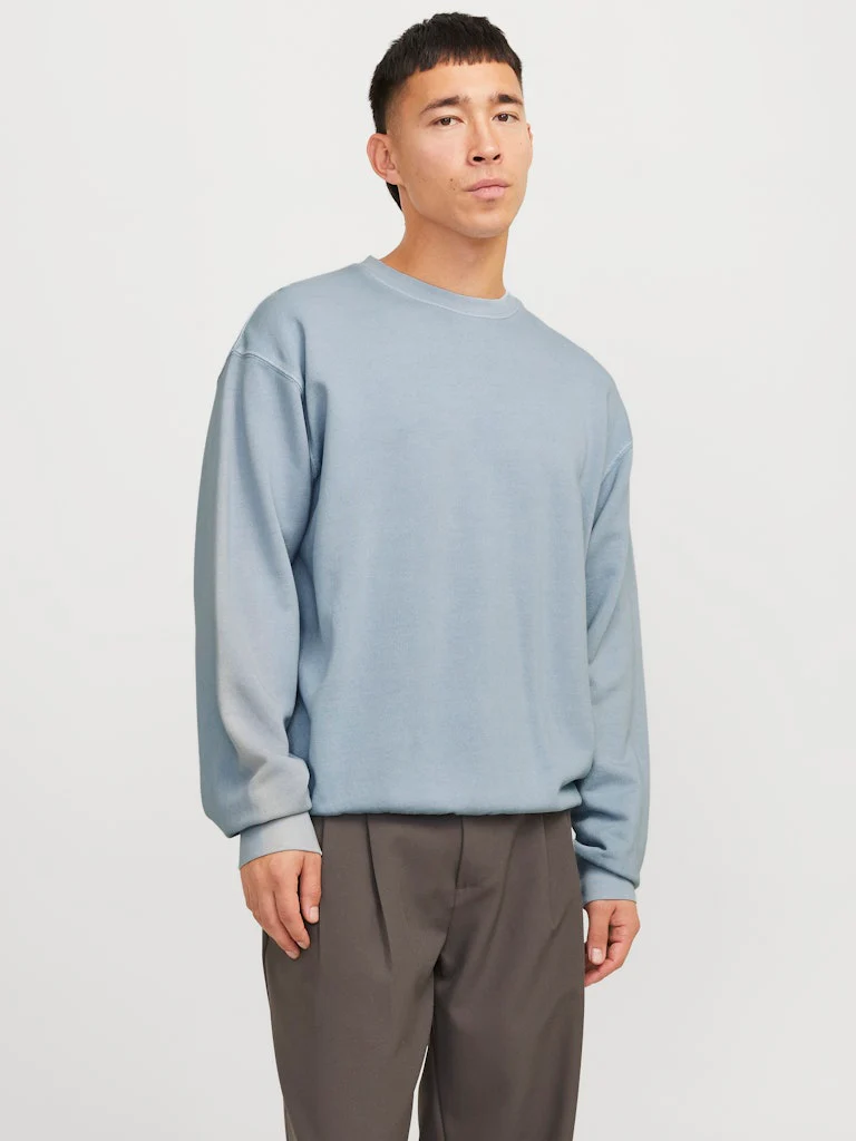 Jack and Jones miesten collegepusero, JJECHARGE FADED SWEAT CREW NECK Chambray Blue