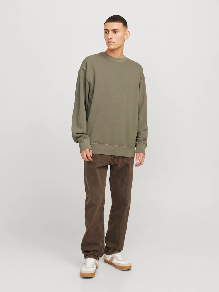 Jack and Jones miesten collegepusero, JJECHARGE FADED SWEAT CREW NECK Silver Sage
