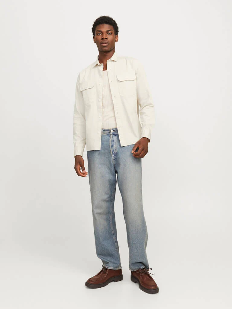 Jack and Jones miesten farkkupaita, JJETRAVIS SHIRT LS Moonbeam - Image 3