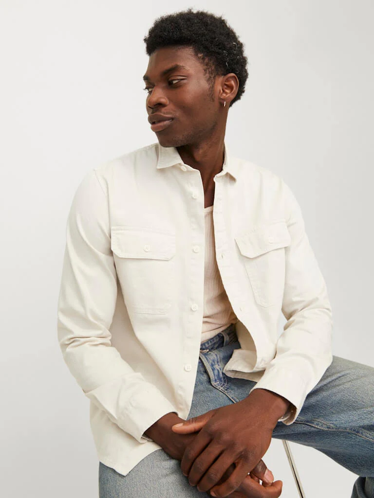 Jack and Jones miesten farkkupaita, JJETRAVIS SHIRT LS Moonbeam - Image 4