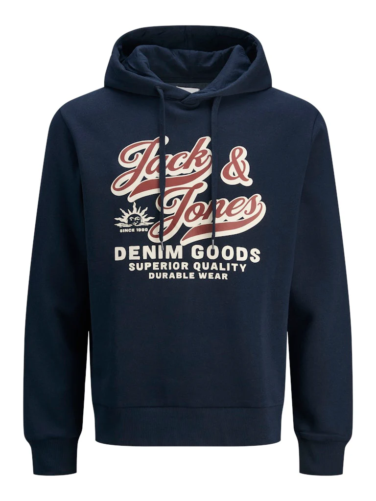 Jack and Jones miesten huppari, JJELOGO SWEAT HOOD 2 COL 25/26 Sky Captain - Image 3