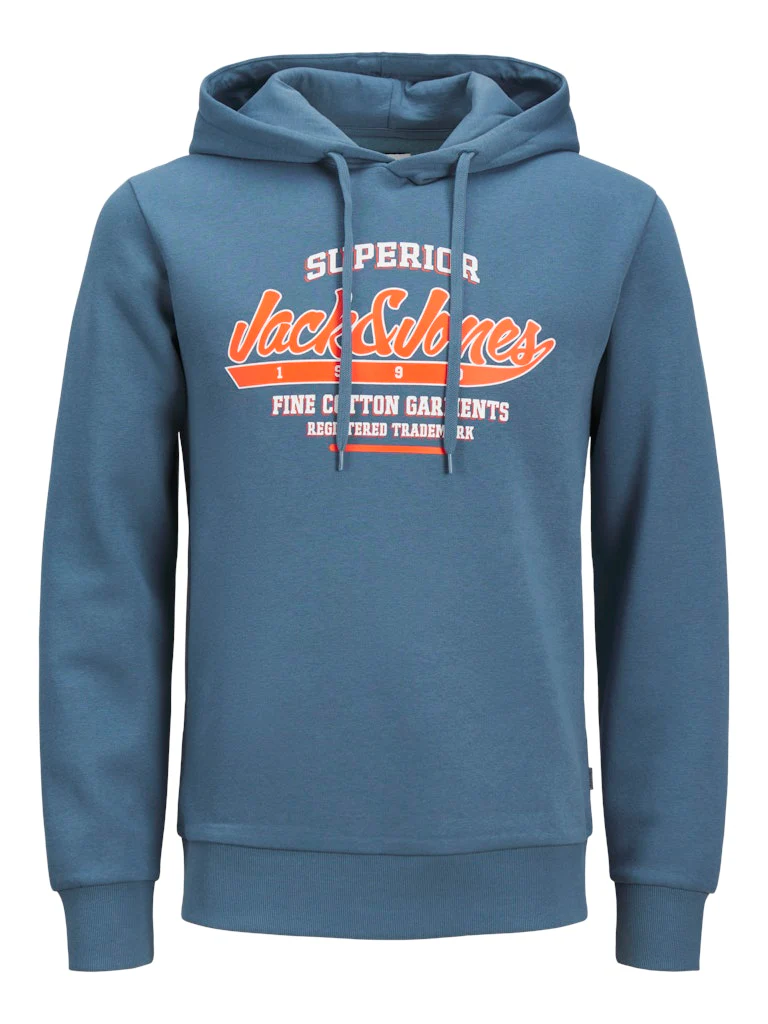 Jack and Jones Miesten Huppari, JJELOGO SWEAT HOODIE NOOS Oceanview - Image 3
