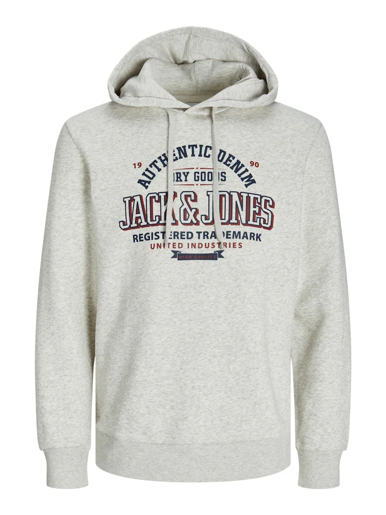 Jack and Jones Miesten Huppari, JJELOGO SWEAT HOODIE NOOS White - Image 3