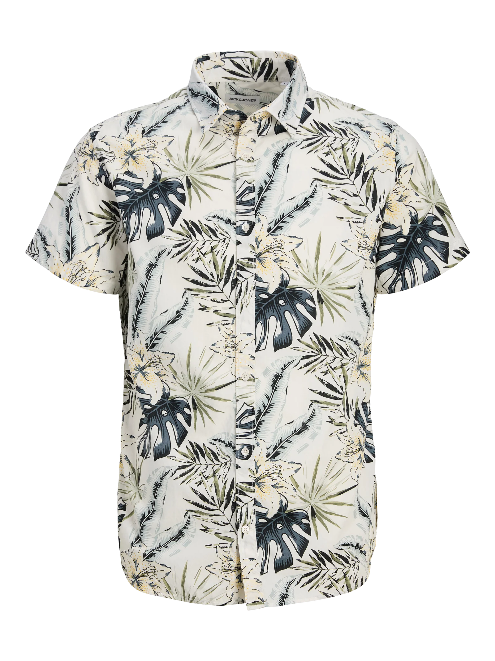Jack and Jones miesten lyhythihainen kauluspaita, JJHAWAII AOP SHIRT SS Cloud Dancer - Image 2