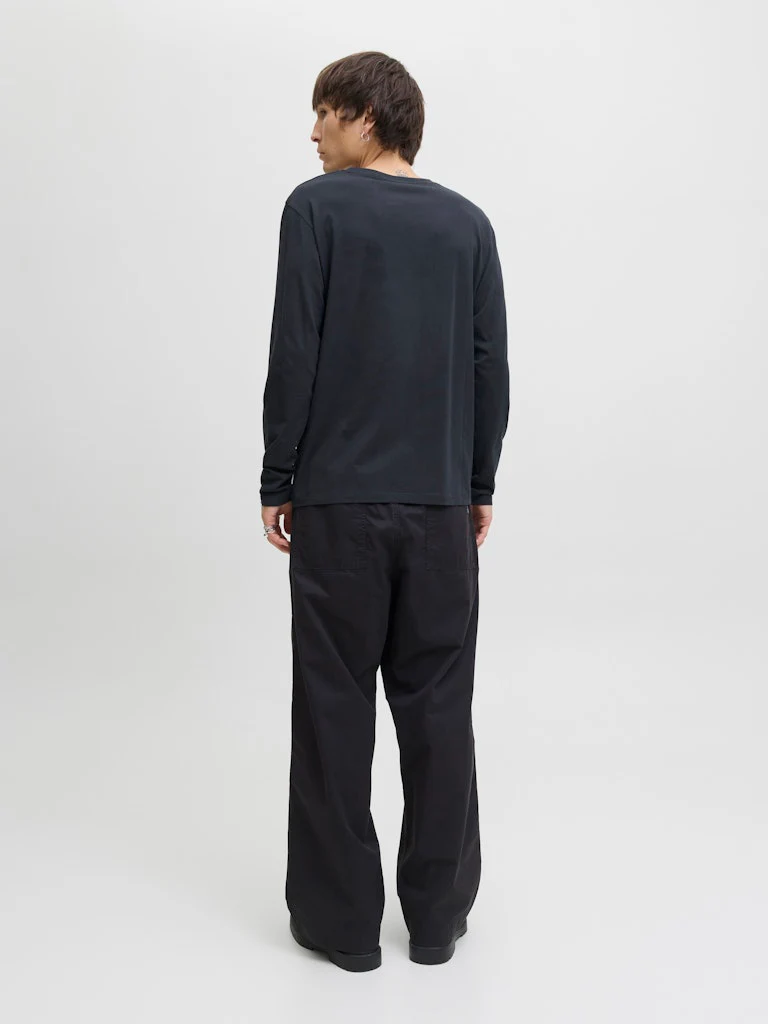 Jack and Jones miesten paita, JJEORGANIC BASIC TEE LS O-NECK Navy Blazer - Image 4