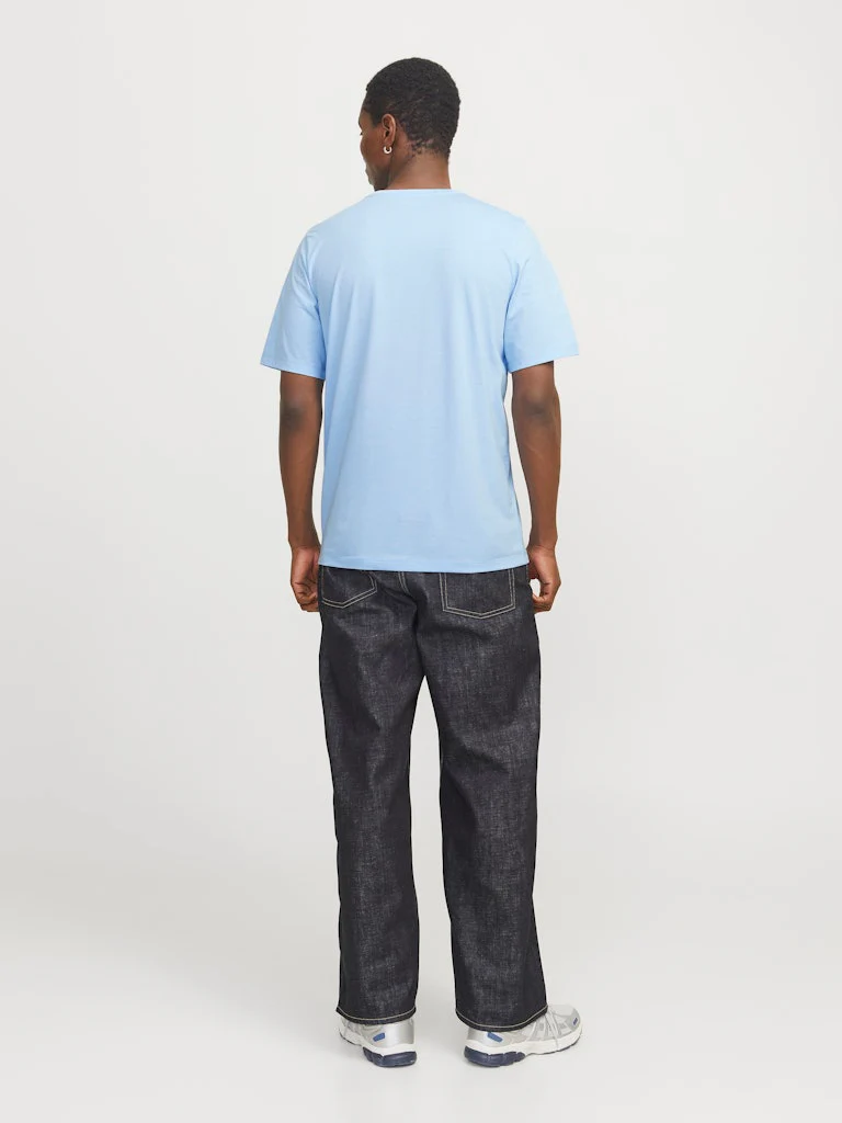 Jack and Jones miesten t-paita, JJELOGO TEE SS O-NECK 2 COL SS25 SN Chambray Blue - Image 2