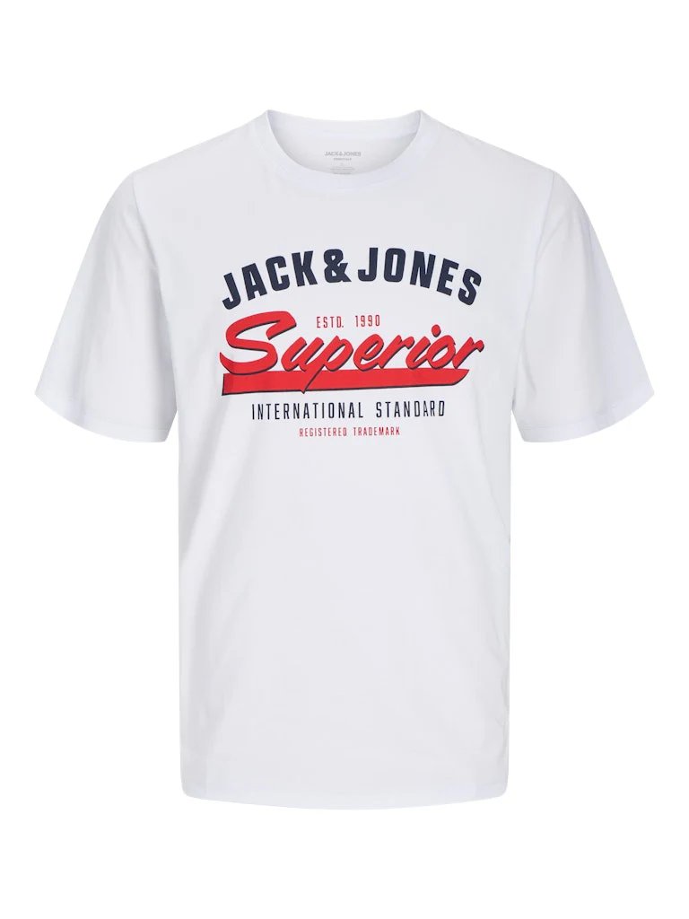 Jack and Jones miesten t-paita, JJELOGO TEE SS O-NECK 2 COL SS25 SN White - Image 3