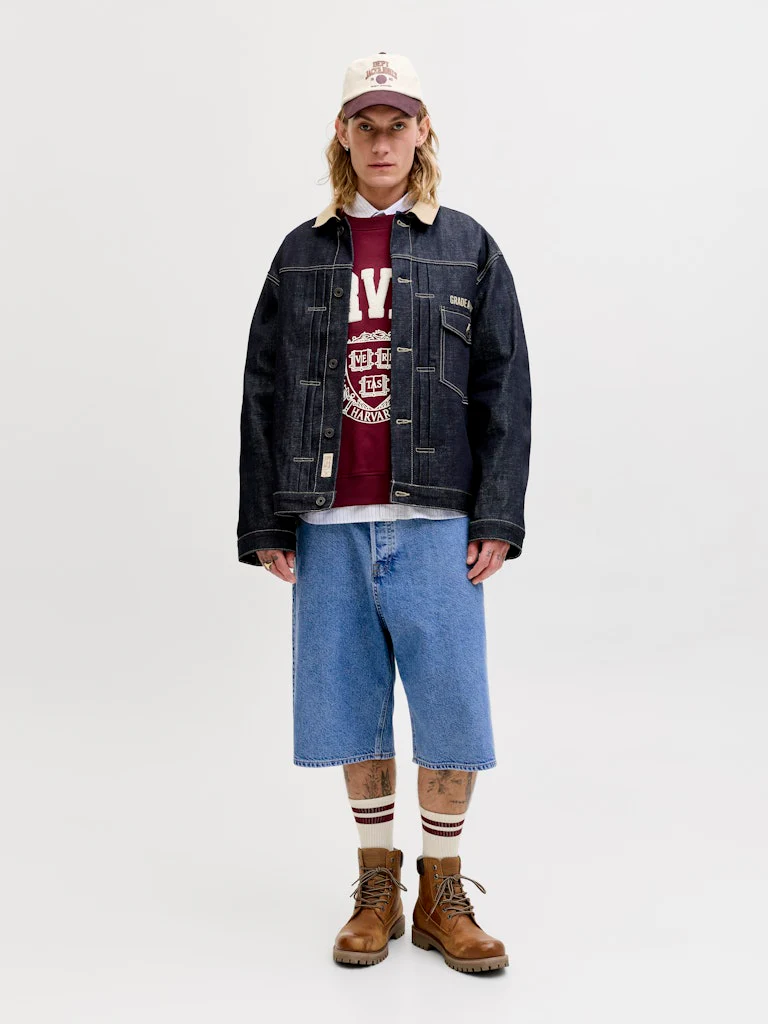 Jack and Jones miesten farkkushortsit JJIRON JJORIGINAL SHORTS SQ 730 SN, Blue Denim