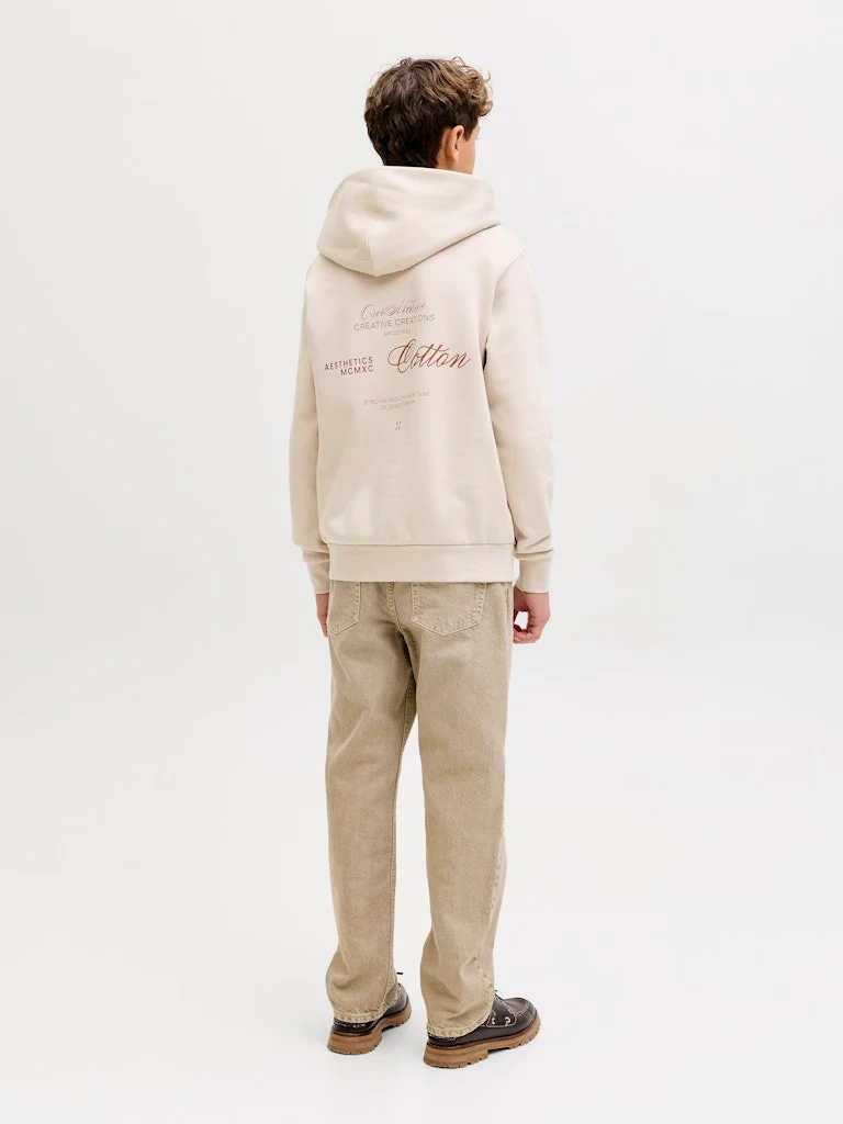 Jack and Jones Junior lasten huppari JJROAR SWEAT HOOD JNR, beige - Image 6