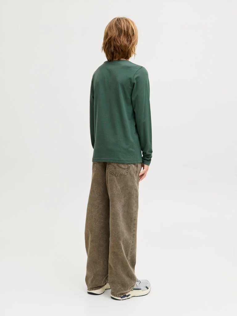 Jack and Jones Junior lasten paita JORBLEECKER MINIMAL TEE LS CREW NECK JNR, vihreä - Image 4