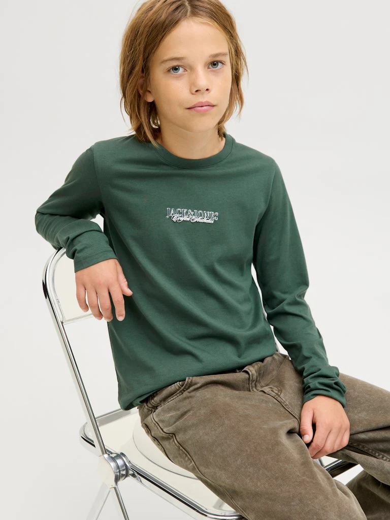 Jack and Jones Junior lasten paita JORBLEECKER MINIMAL TEE LS CREW NECK JNR, vihreä - Image 5