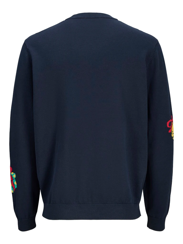 Jack and Jones Junior lasten neule JORHOLIDAY KNIT CREW NECK JNR, sininen kuosi - Image 2