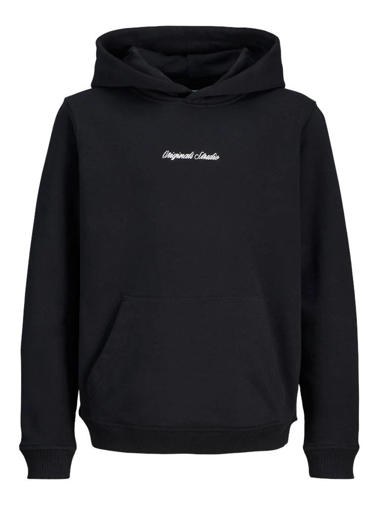 Jack and Jones Junior lasten huppari JORNORREBRO EMB SWEAT HOOD NOOS JNR, musta - Image 2