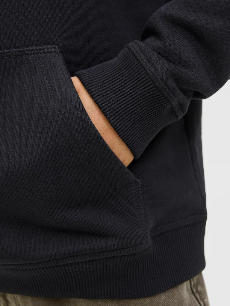Jack and Jones Junior lasten huppari JORNORREBRO EMB SWEAT HOOD NOOS JNR, musta - Image 3