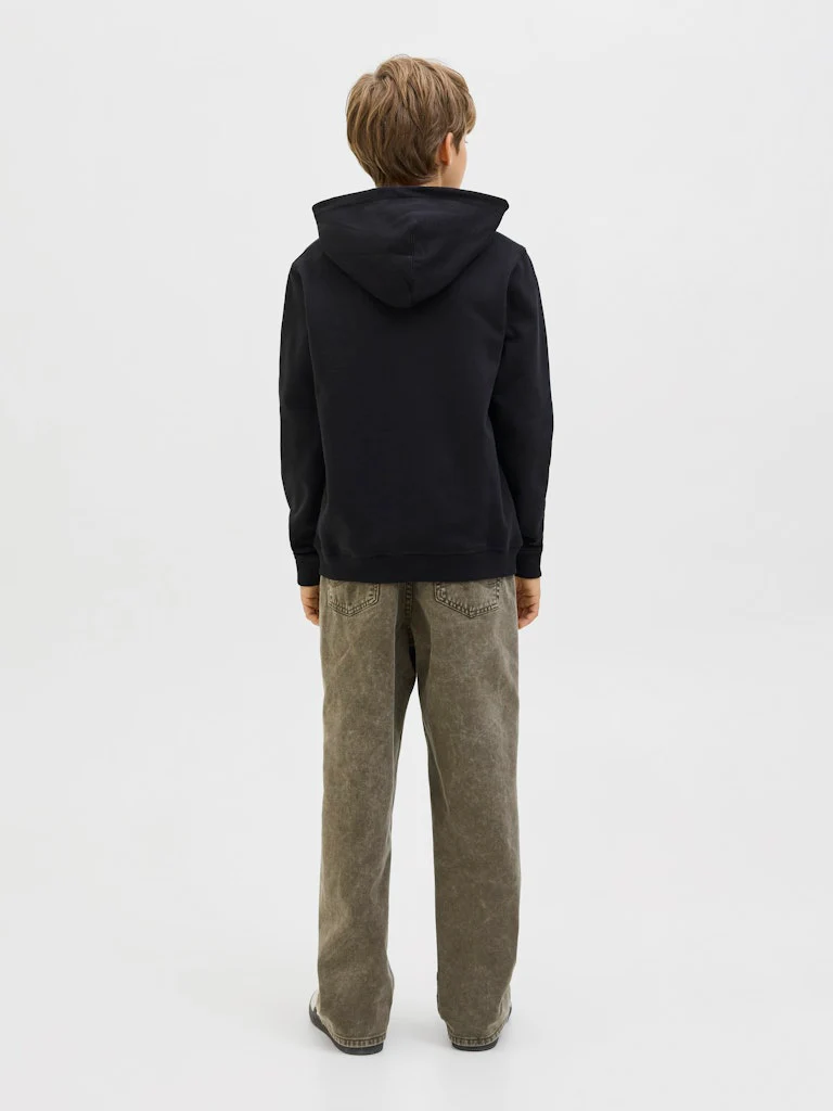 Jack and Jones Junior lasten huppari JORNORREBRO EMB SWEAT HOOD NOOS JNR, musta - Image 4