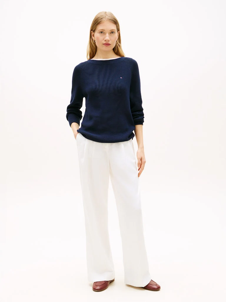Tommy Hilfiger naisten neulepusero Cardi Fine GG LS Boat Neck Sweater, tummansininen - Image 3
