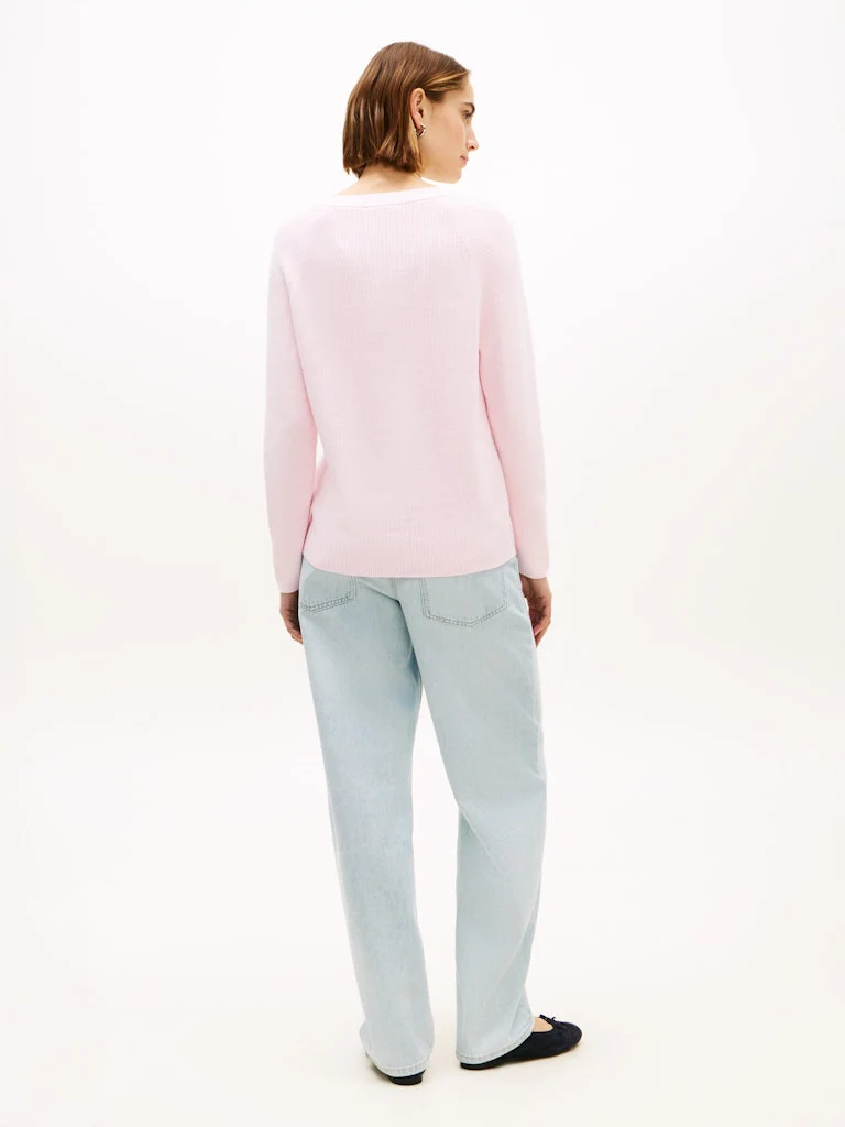 Tommy Hilfiger naisten neulepusero Cardi Fine GG LS Boat Neck Sweater, vaaleanpunainen - Image 2