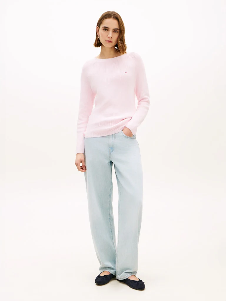 Tommy Hilfiger naisten neulepusero Cardi Fine GG LS Boat Neck Sweater, vaaleanpunainen - Image 3
