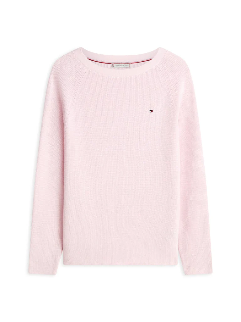 Tommy Hilfiger naisten neulepusero Cardi Fine GG LS Boat Neck Sweater, vaaleanpunainen - Image 5