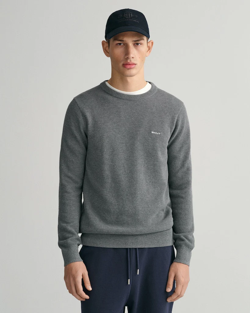 Gant miesten neulepusero, K COTTON PIQUE C-NECK TUMMANHARMAA
