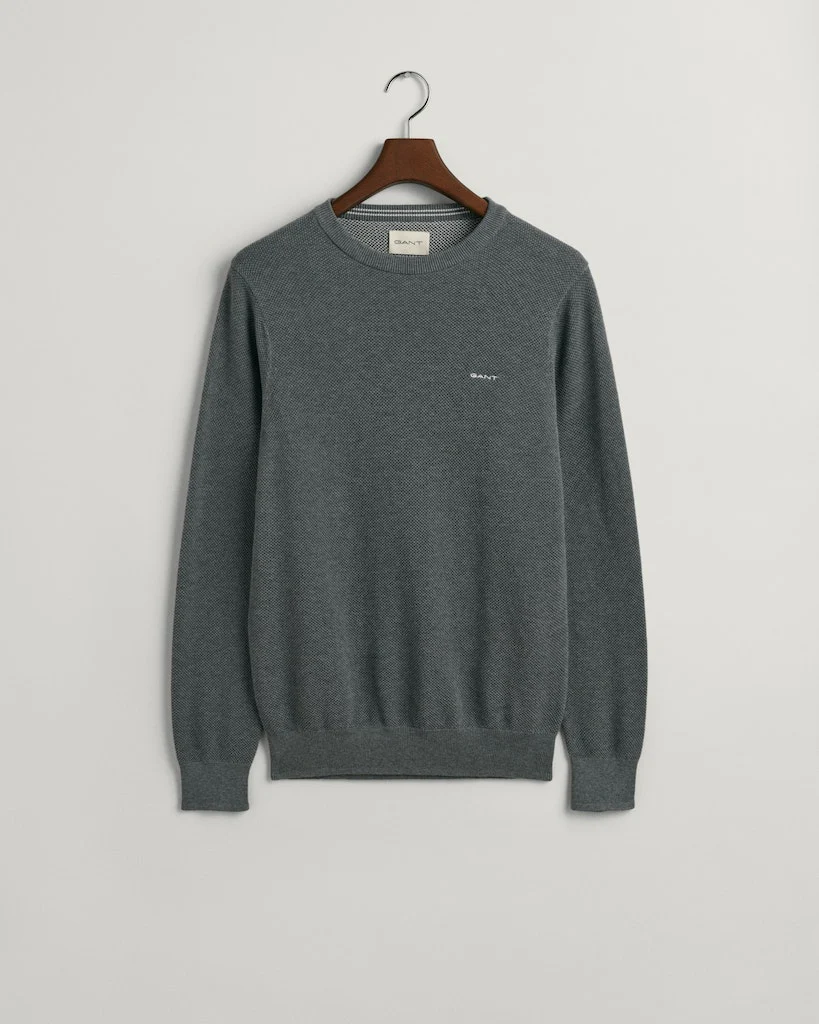 Gant miesten neulepusero, K COTTON PIQUE C-NECK TUMMANHARMAA - Image 7