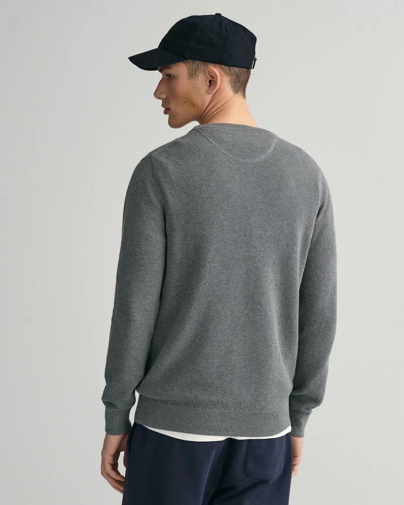 Gant miesten neulepusero, K COTTON PIQUE C-NECK TUMMANHARMAA - Image 8