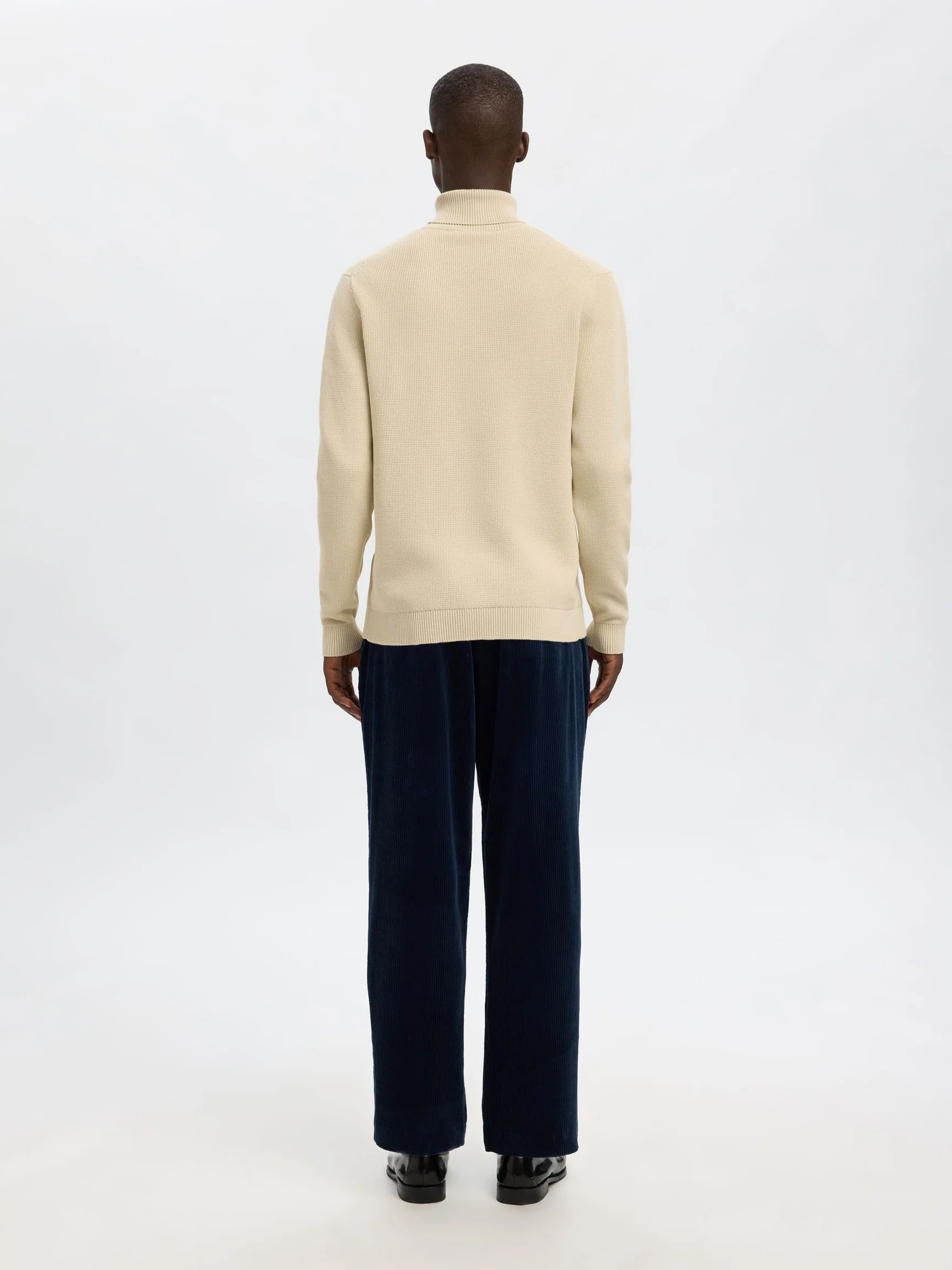 Selected miesten neulepusero K DANE LS KNIT STRUCTURE ROLLNECK NOS, oatmeal - Image 3