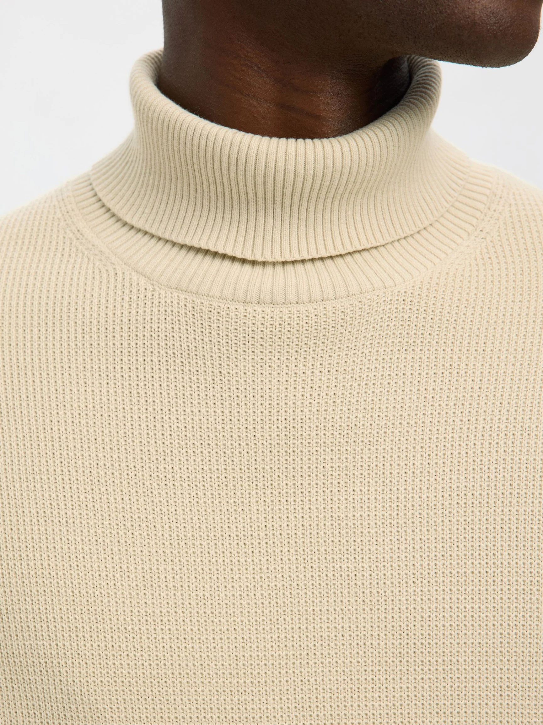 Selected miesten neulepusero K DANE LS KNIT STRUCTURE ROLLNECK NOS, oatmeal - Image 4