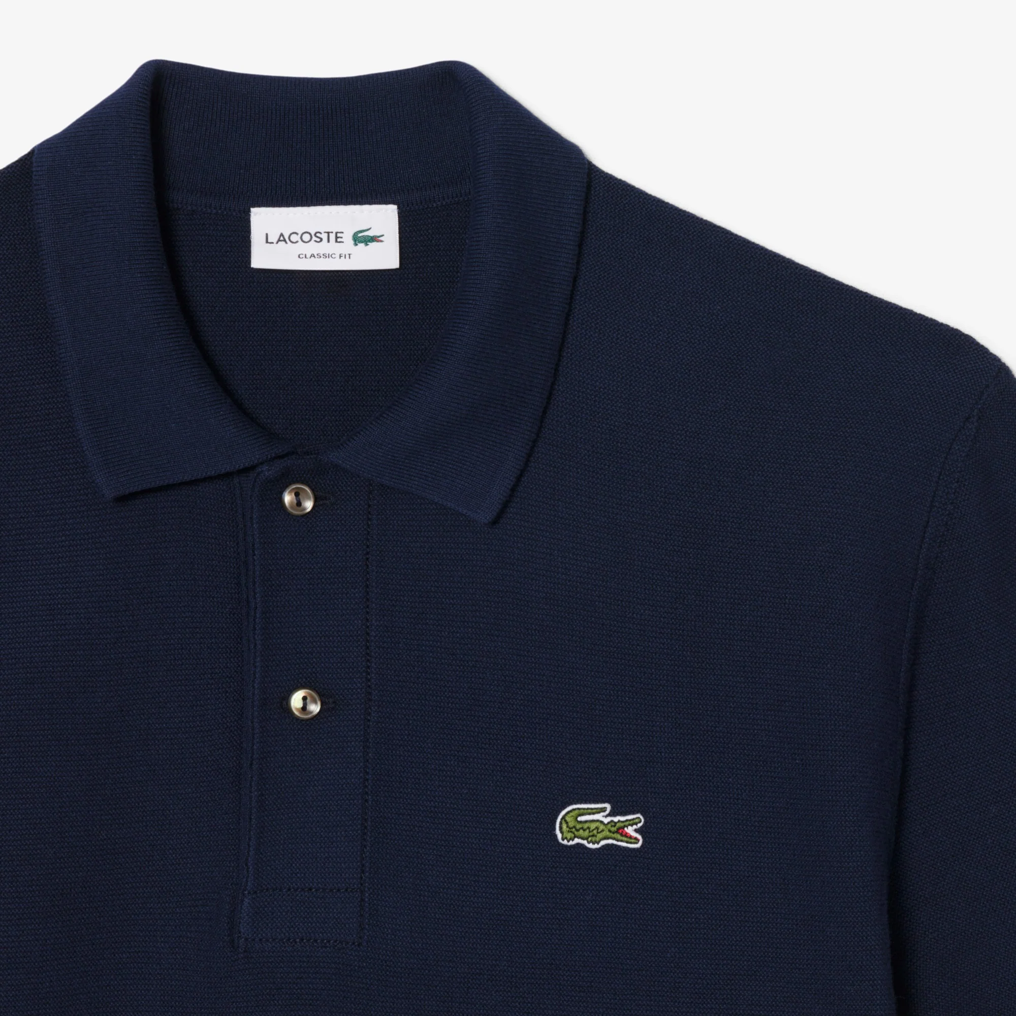 Lacoste miesten pikeepaita Fineknit Cotton Polo Collar SS Sweater, tummansininen - Image 5