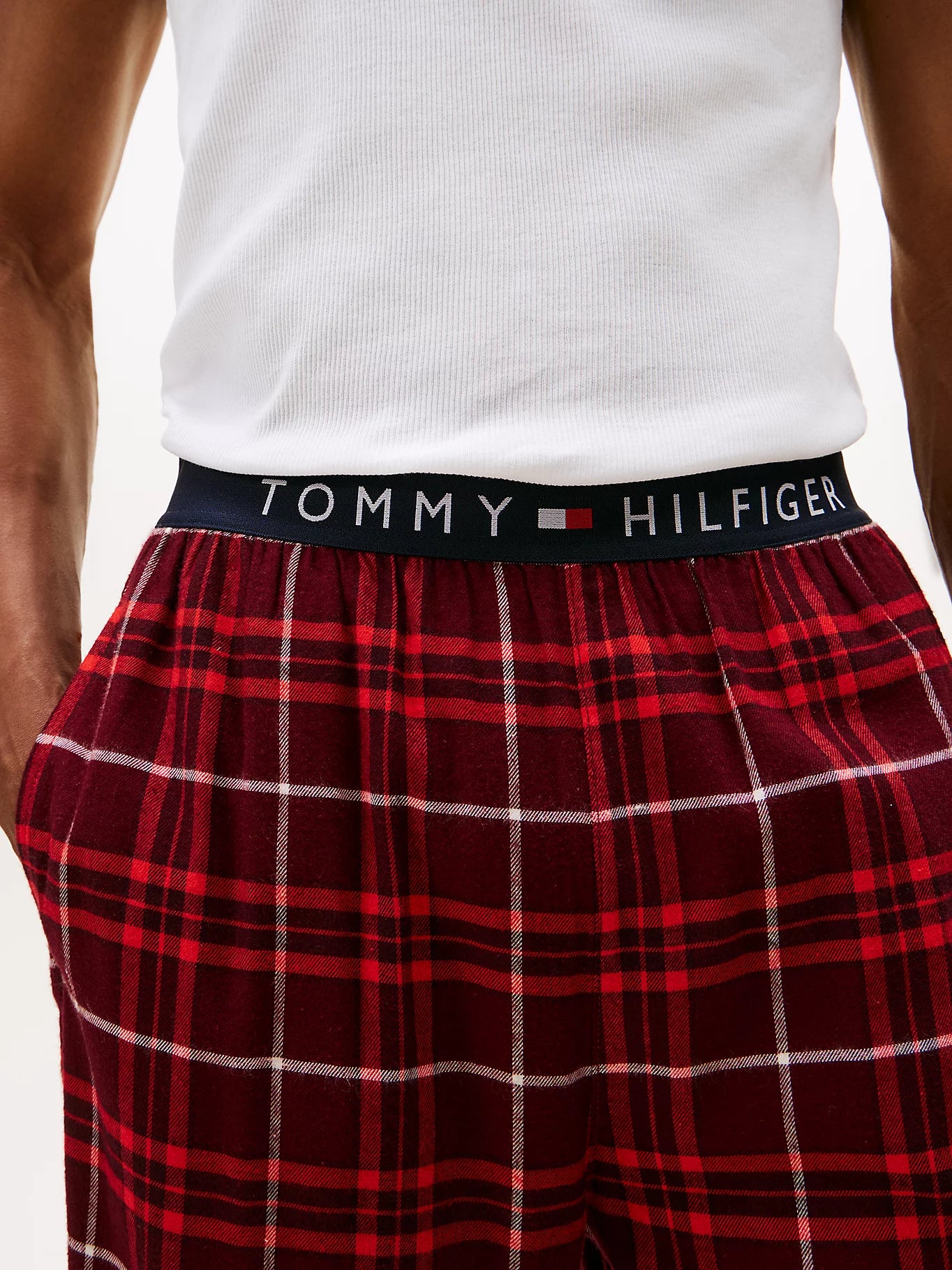 Tommy Hilfiger miesten pyjamahousut K FLANNEL PJ PANT WAISTBAND, punainen ruutu - Image 4