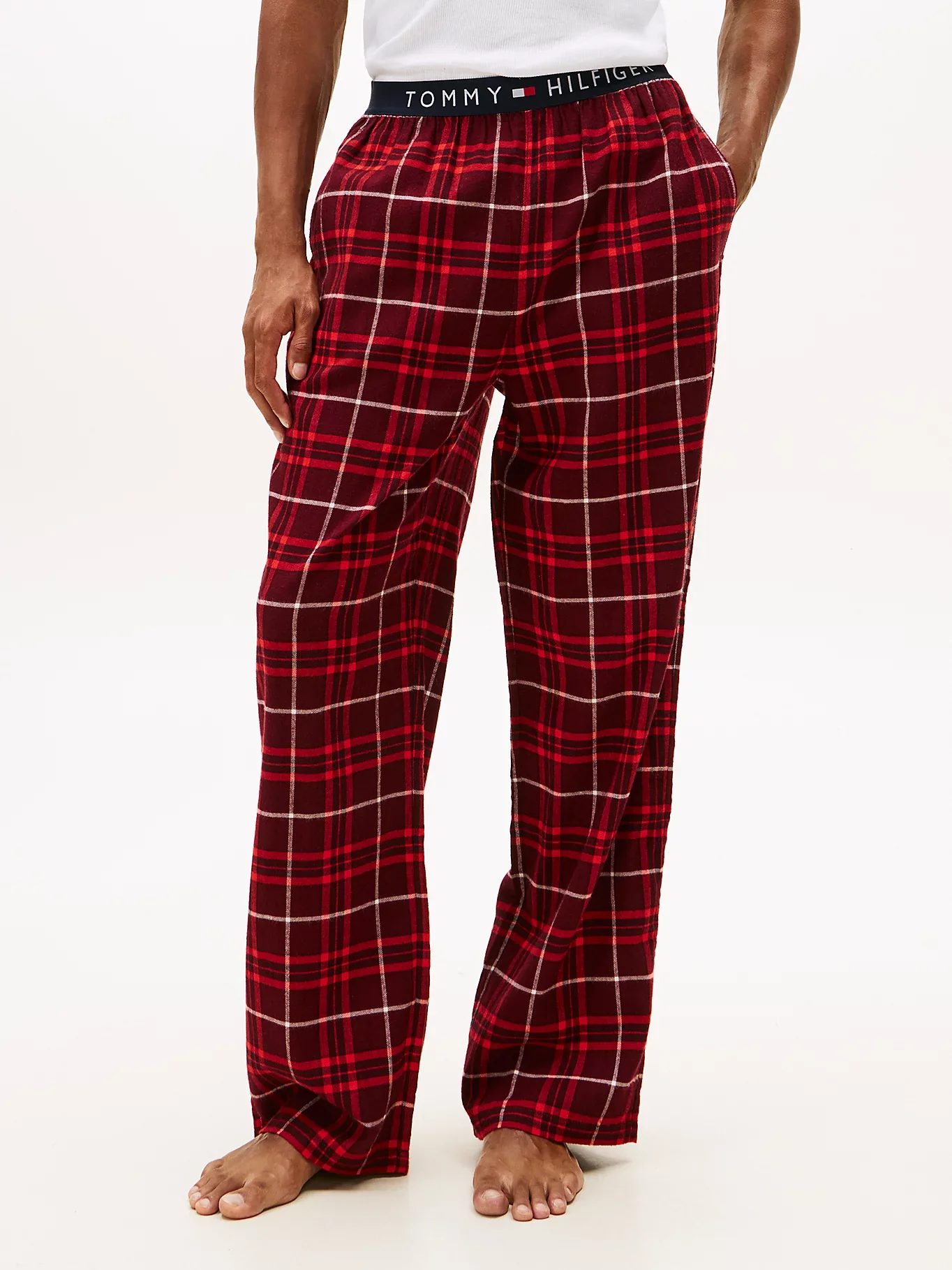 Tommy Hilfiger miesten pyjamahousut K FLANNEL PJ PANT WAISTBAND, punainen ruutu - Image 5