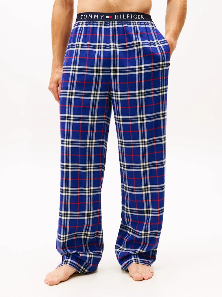 Tommy Hilfiger miesten pyjamahousut K FLANNEL PJ PANT WAISTBAND, sininen ruutu - Image 3