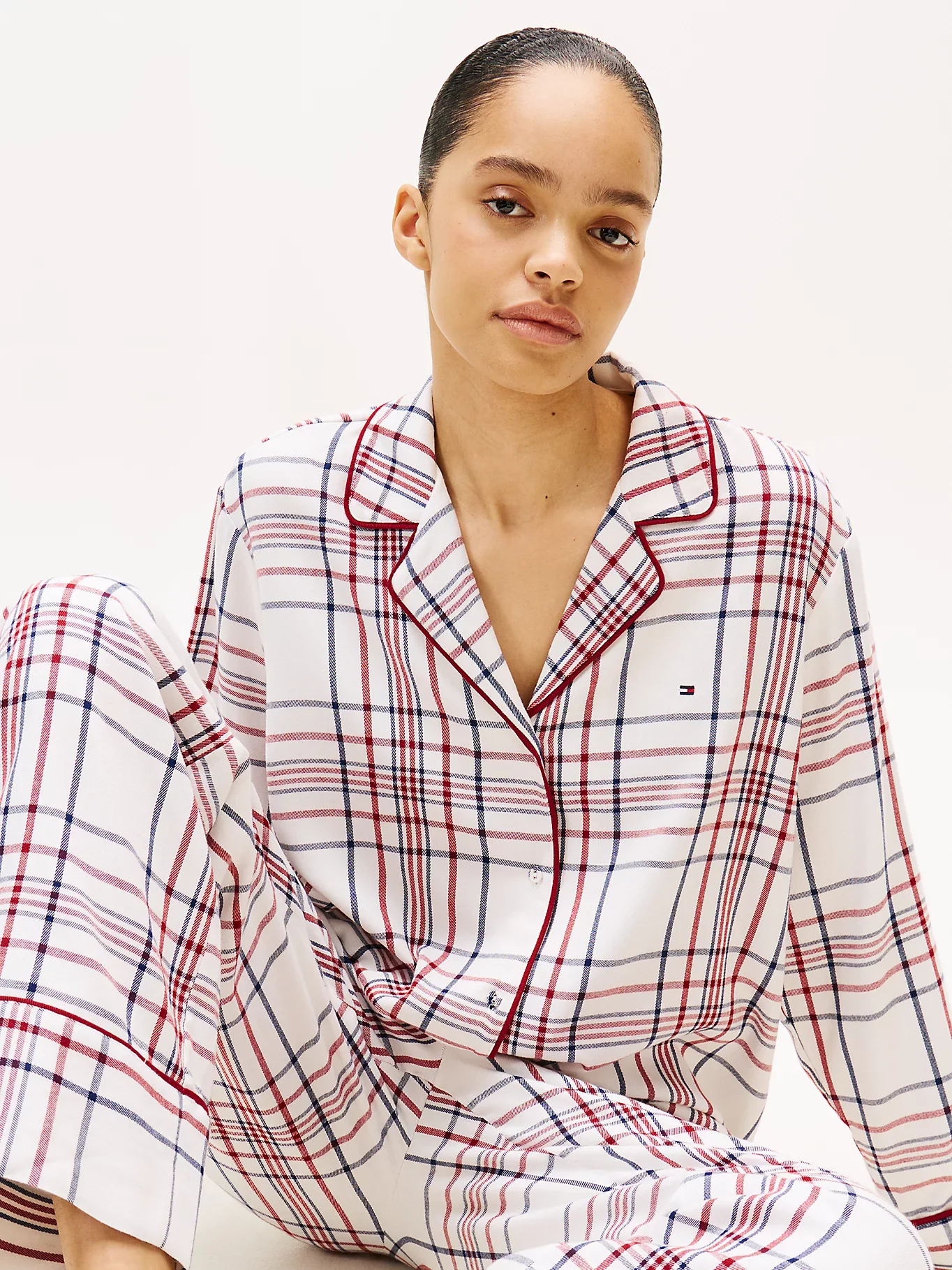 Tommy Hilfiger K-gift LS FLNL Shirt Set Slippers naisten pyjama, monivärinen kuosi - Image 2