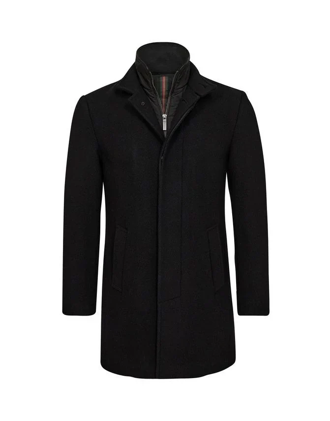 Gino marcello miesten villakangastakki K GINO MARCELLO WOOL COAT, musta