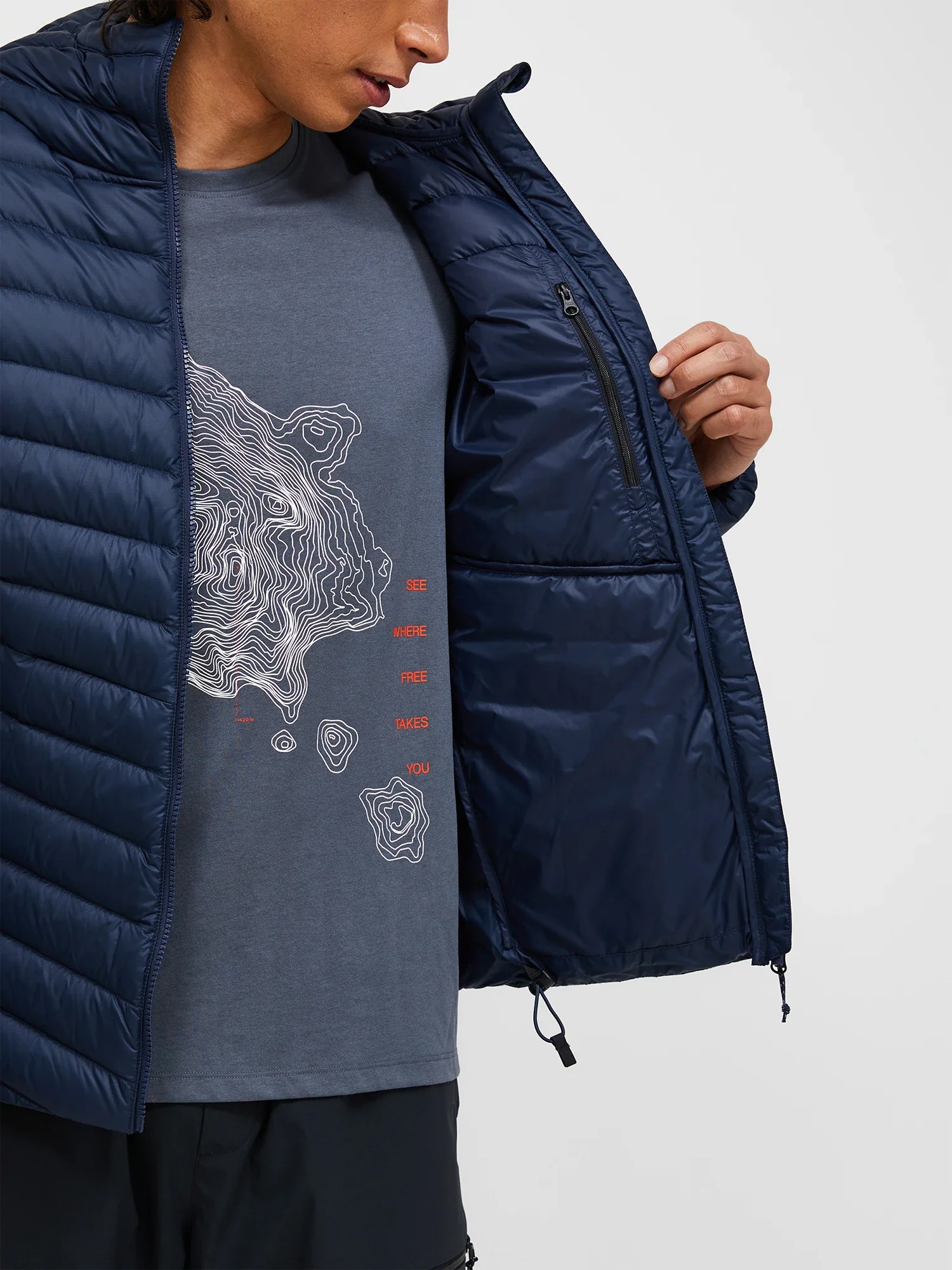 Peak Performance miesten kevytuntuvatakki M Frost Down Hood Jacket, tummansininen - Image 6