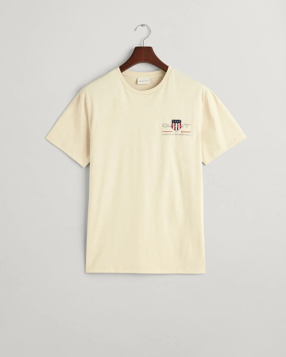 Gant miesten t-paita K Reg Archive Shield EMB SS T-Shirt, beige - Image 3