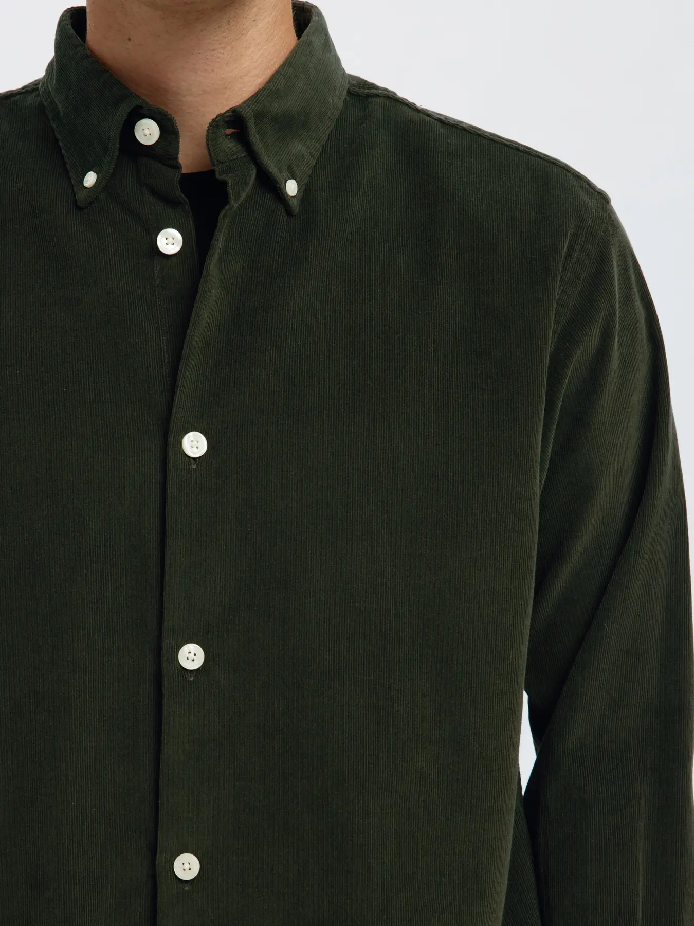 Selected Miesten Kauluspaita K REG DANNI CORD BD LS SHIRT Deep Forest - Image 2
