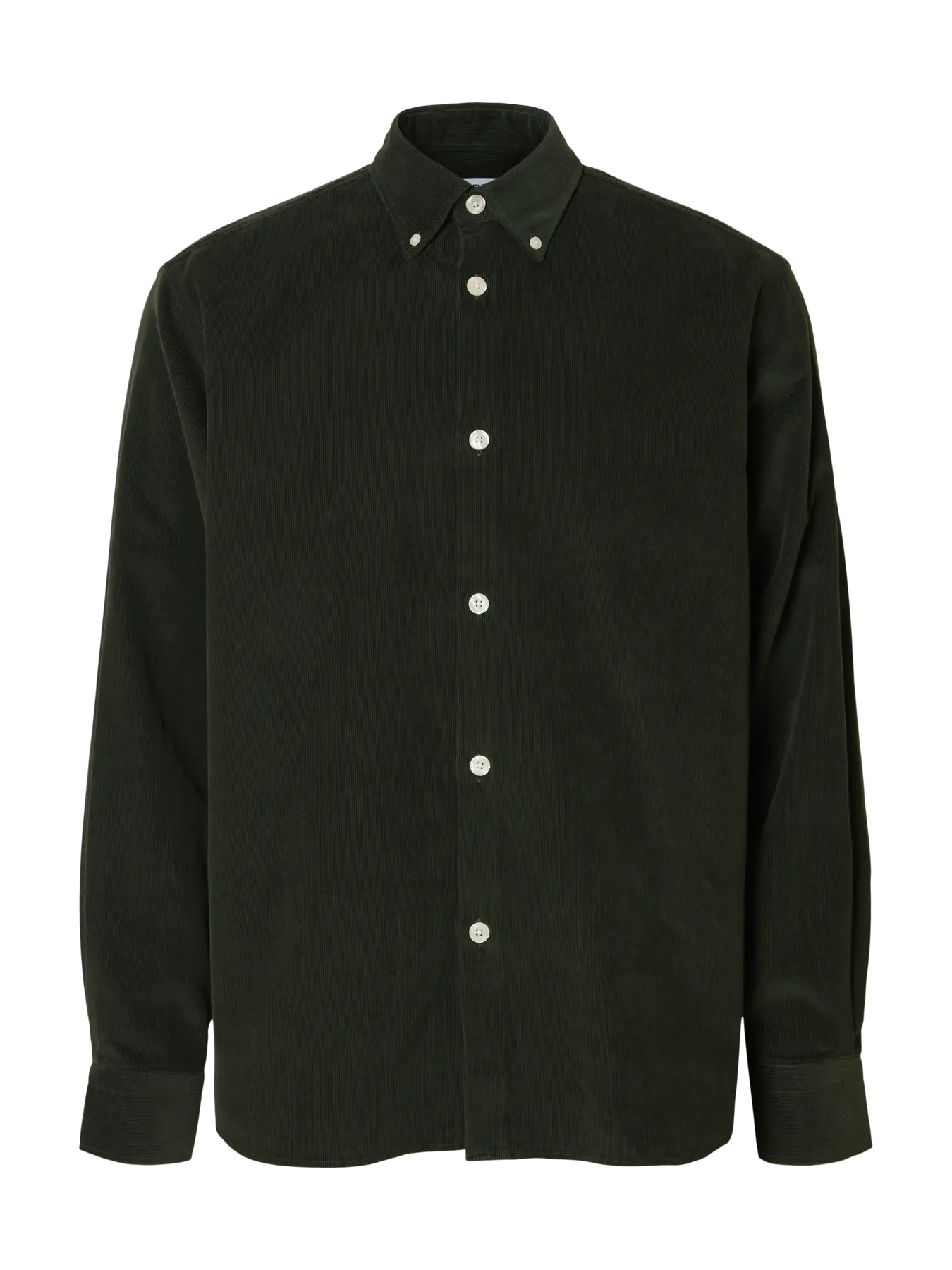 Selected Miesten Kauluspaita K REG DANNI CORD BD LS SHIRT Deep Forest - Image 3